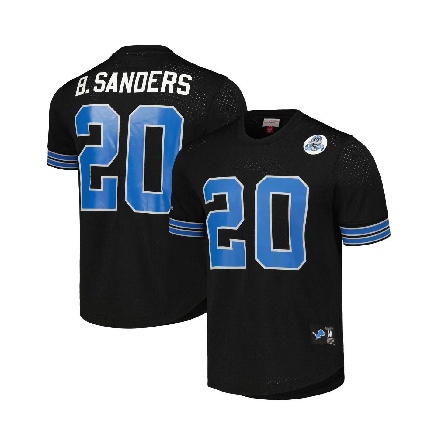 Мужская футболка Mitchell & Ness Barry Sanders Detroit Lions Big & Tall с номером, Black — фото 1