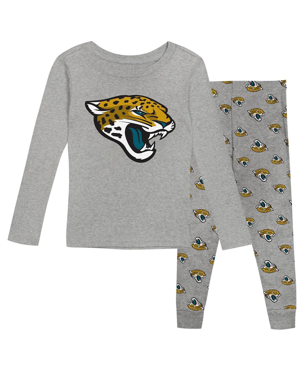 Outerstuff Toddler 2-piece Heather Gray Jacksonville Jaguars Long Sleeve T-shirt And Pants Sleep Set In Gray