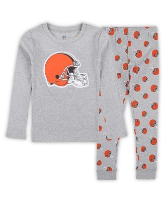 Outerstuff - Preschool Heather Gray Cleveland Browns Long Sleeve T-shirt and Pants Sleep Set