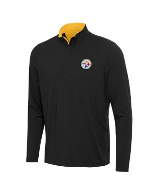 Men's Black/Gold Pittsburgh Steelers Content Quarter-Zip Pullover Sweatshirt