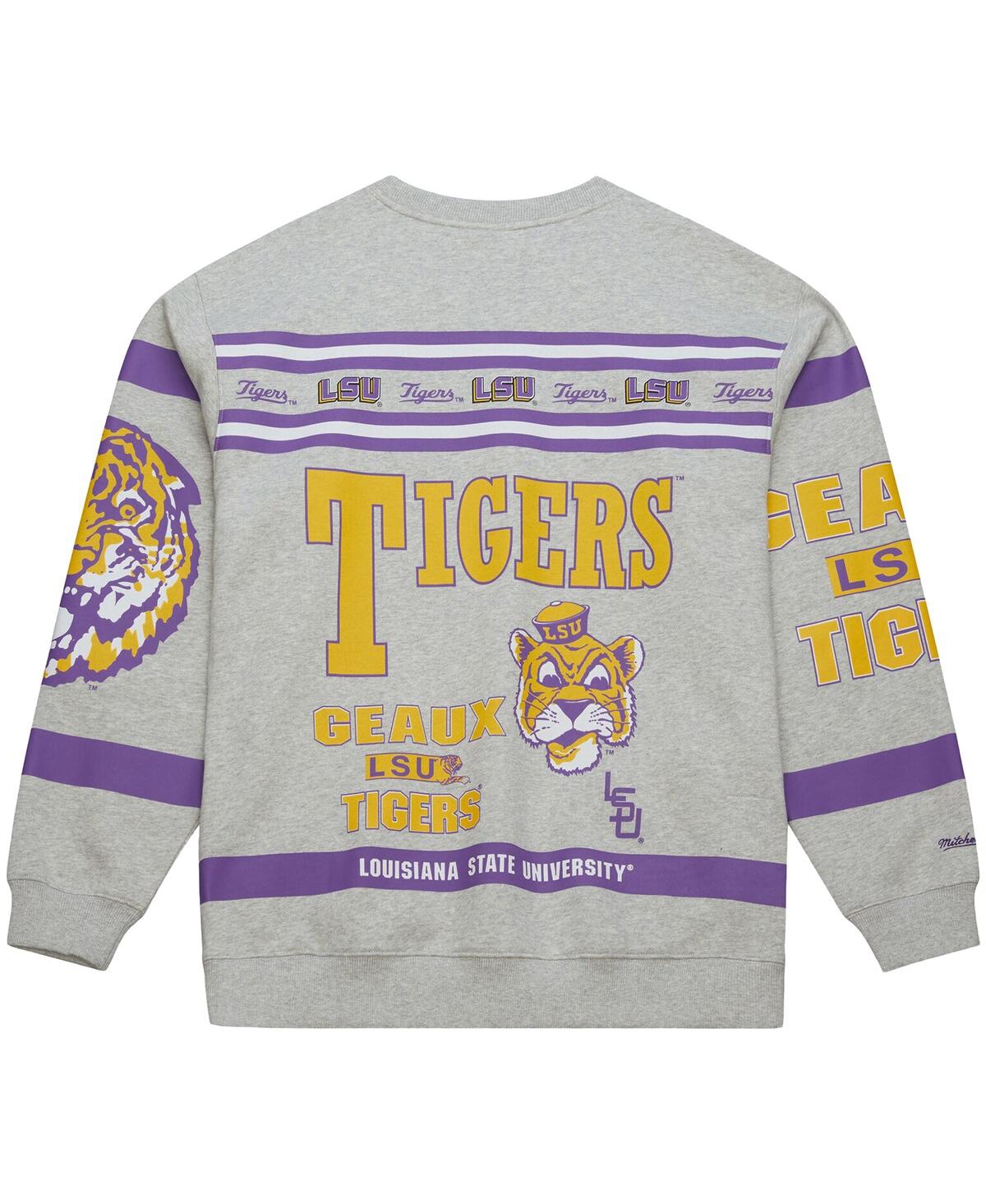 Mitchell & Ness Men's Gray Lsu Tigers All Over Print Sweatshirt In Gray