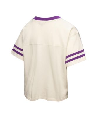 Women's Cream LSU Tigers Cropped Ringer T-Shirt