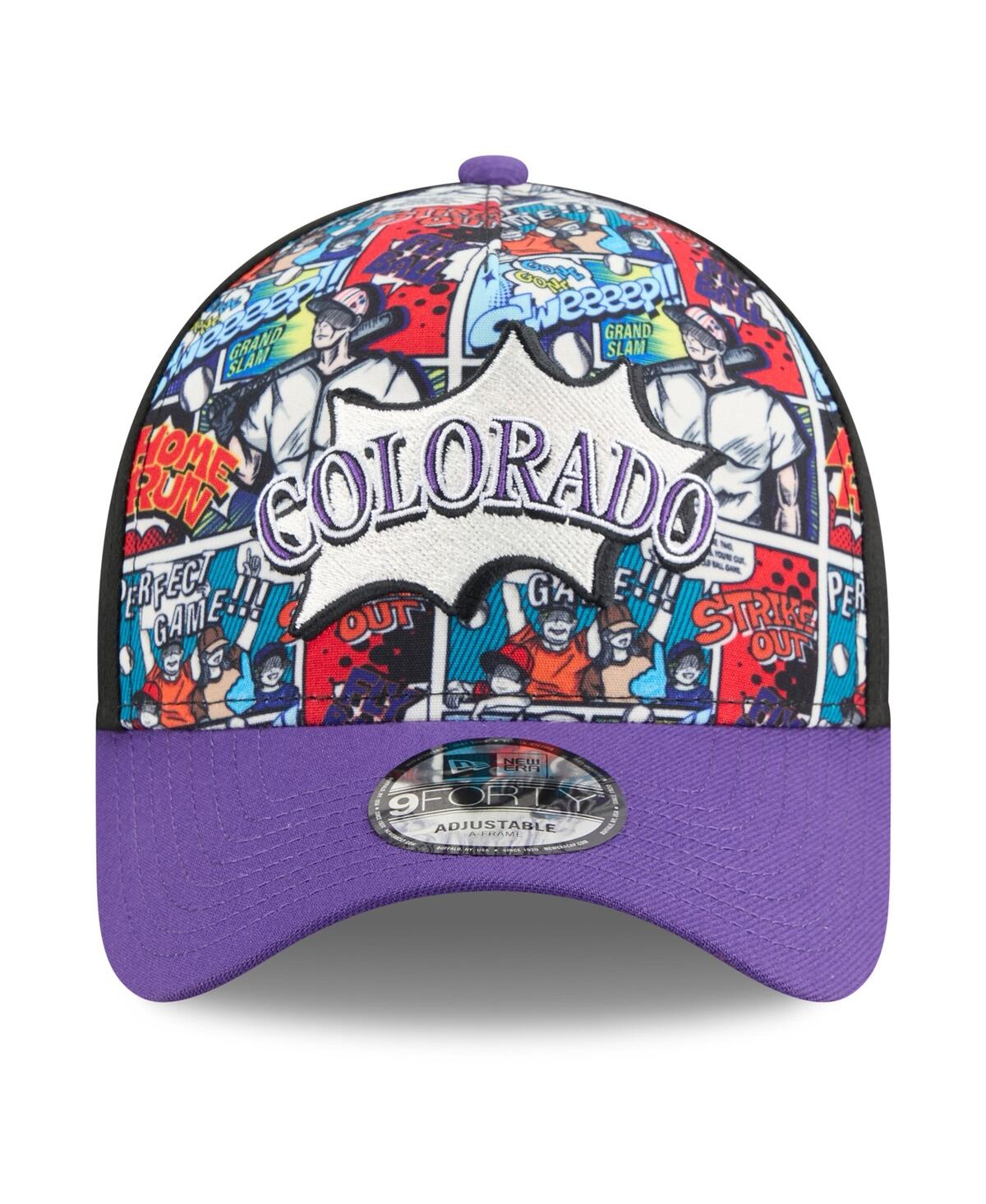 New Era Men's Black/purple Colorado Rockies 2025 Mlb Diamond Hero Edition A-frame 9forty Adjustable Hat In Multi