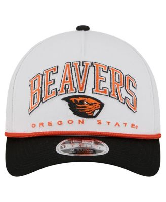 Men's White/Black Oregon State Beavers Arch Two-Tone Rope 9FORTY A-Frame M-Crown Adjustable Hat