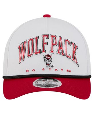 Men's White/Red NC State Wolfpack Arch Two-Tone Rope 9FORTY A-Frame M-Crown Adjustable Hat