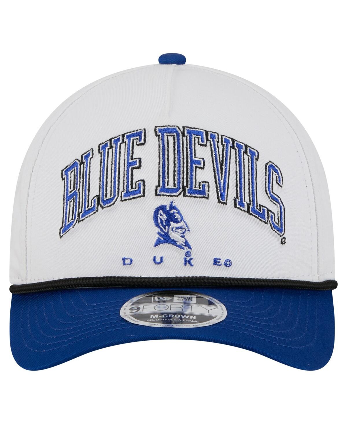 New Era Men's White/royal Duke Blue Devils Arch Two-tone Rope 9forty A-frame M-crown Adjustable Hat In White