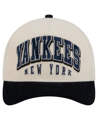 Men's Cream/Navy New York Yankees Sided Corduroy 9FORTY A-Frame Adjustable Hat
