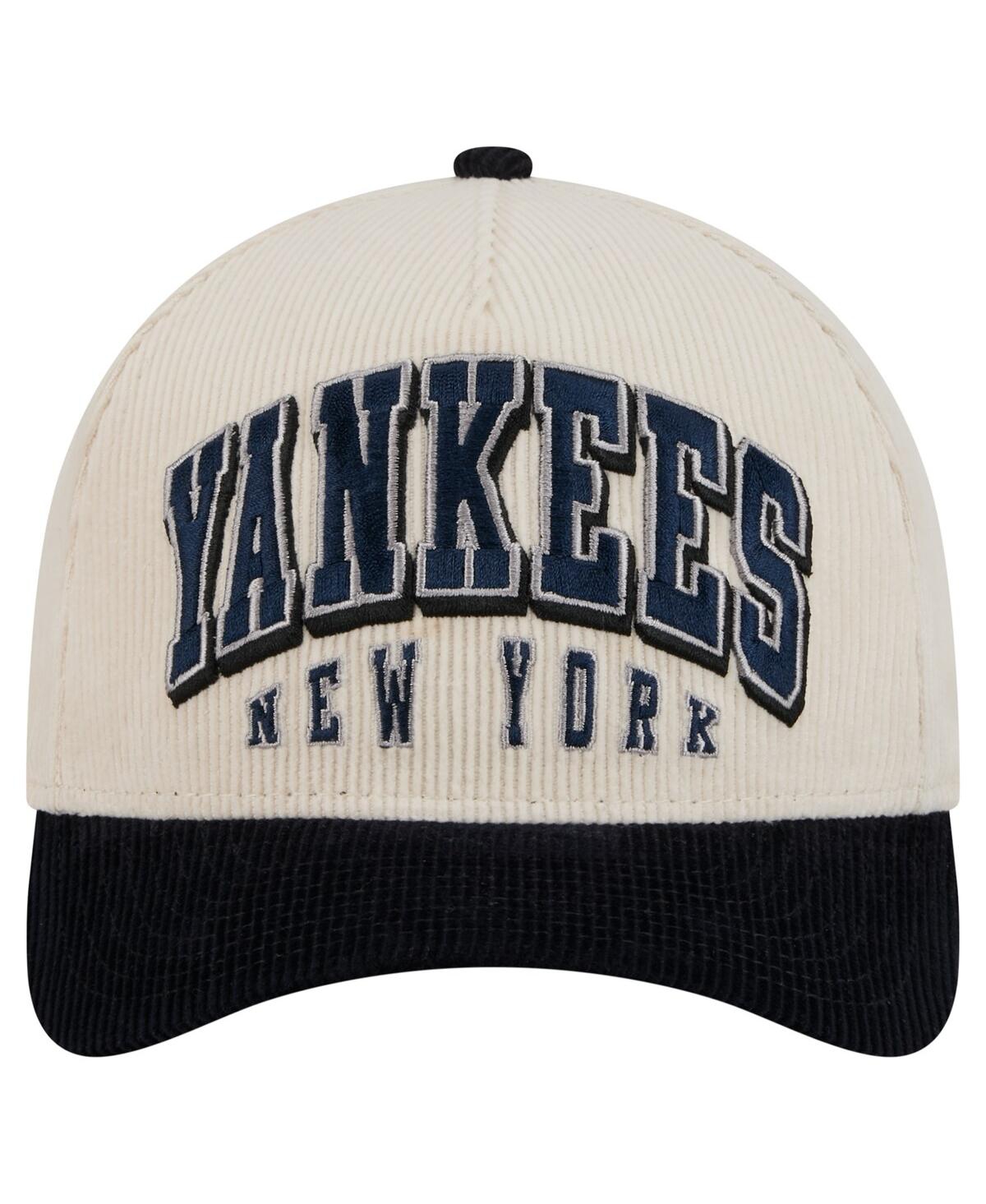 New Era Men's Cream/Navy New York Yankees Sided Corduroy 9FORTY A-Frame Adjustable Hat