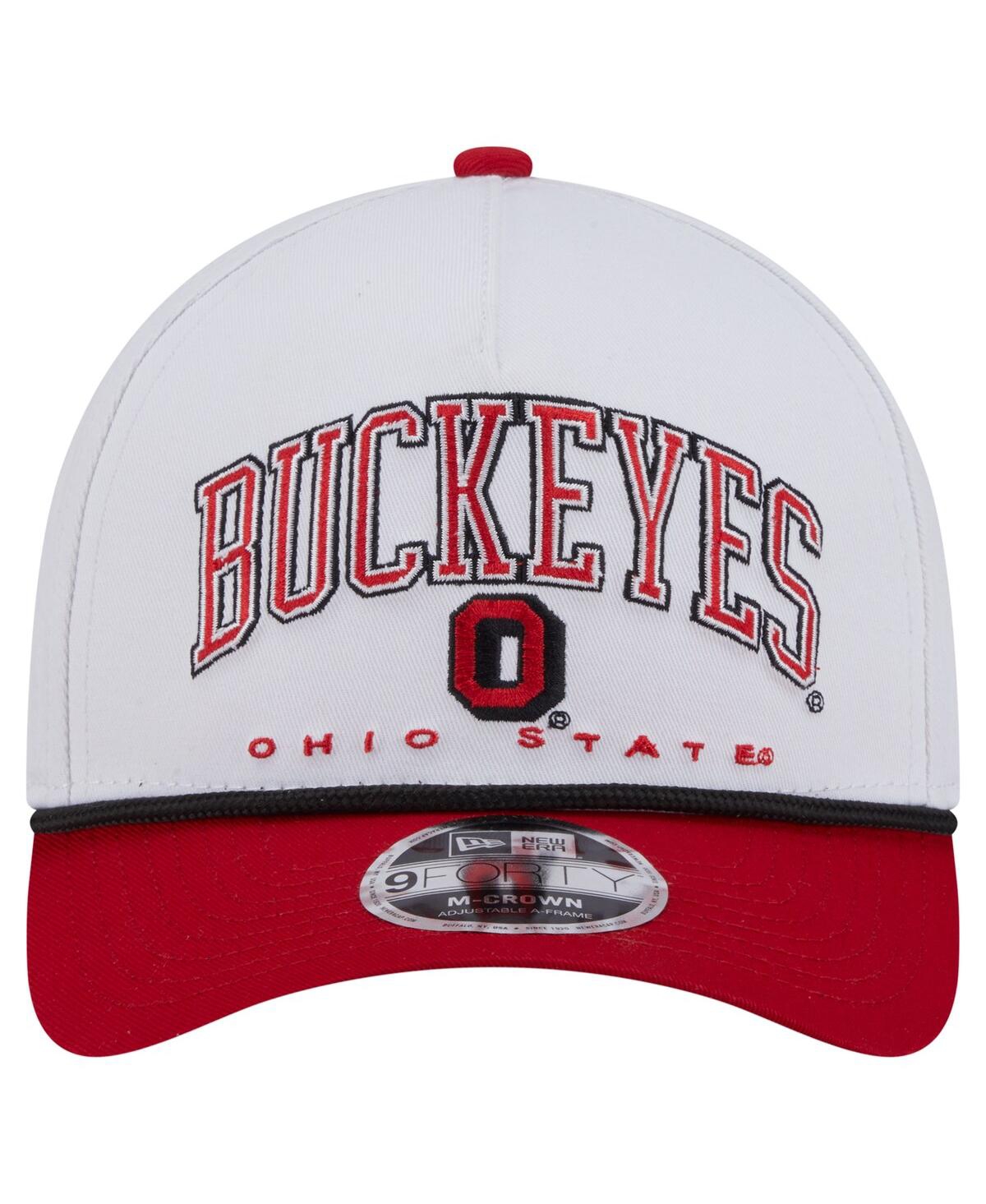 New Era Men's White/scarlet Ohio State Buckeyes Arch Two-tone Rope 9forty A-frame M-crown Adjustable Hat In White