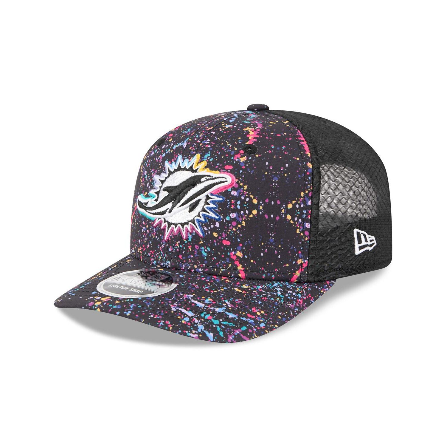 Men's Black Miami Dolphins 2025 NFL Crucial Catch 9SEVENTY Adjustable Hat