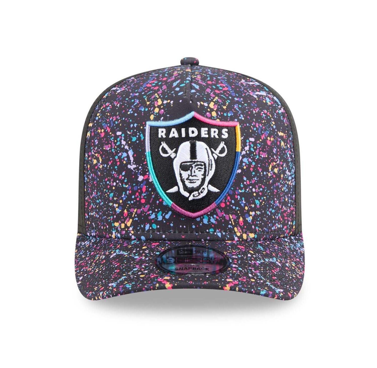 Men's Black Las Vegas Raiders 2025 NFL Crucial Catch A-Frame 9FIFTY Snapback Hat