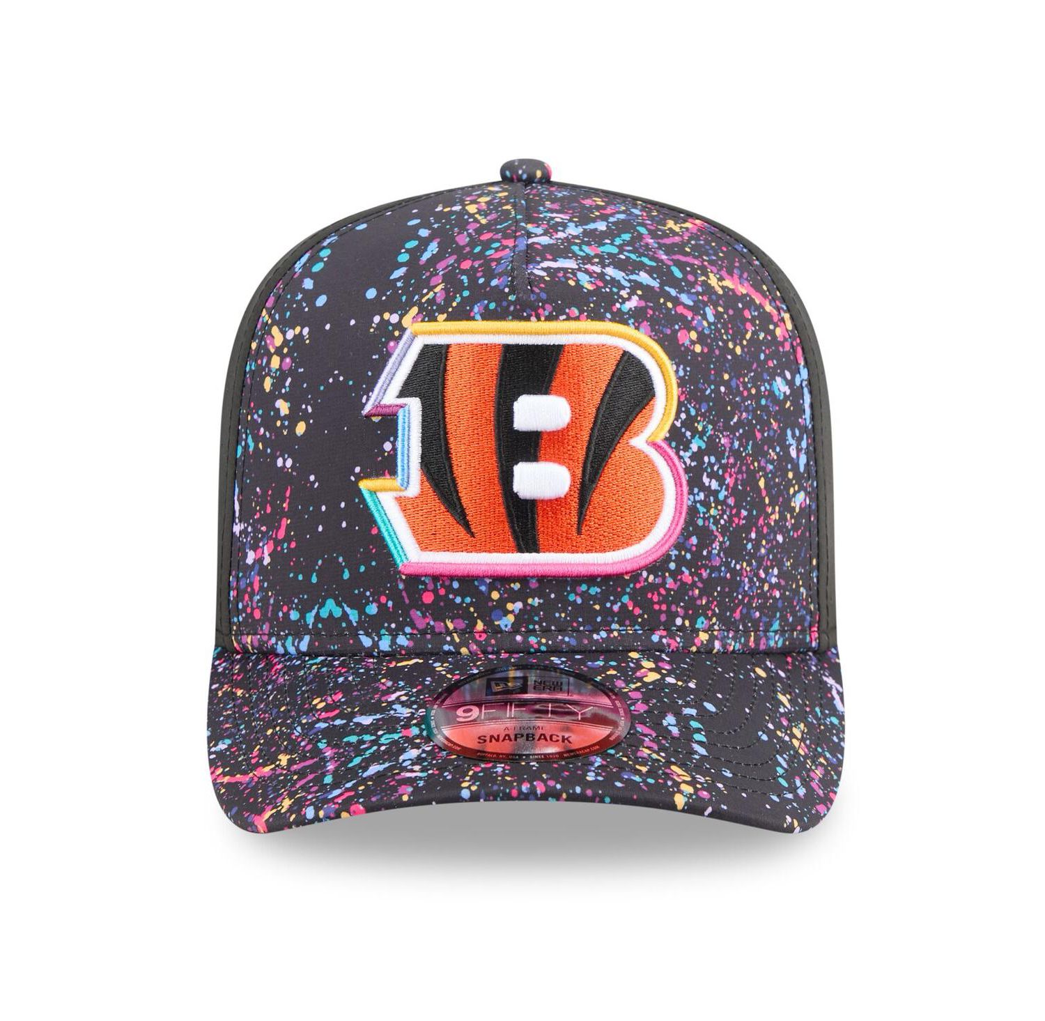 Men's Black Cincinnati Bengals 2025 NFL Crucial Catch A-Frame 9FIFTY Snapback Hat