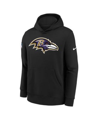 Big Boys and Girls Black Baltimore Ravens Sideline Club Fleece Hoodie