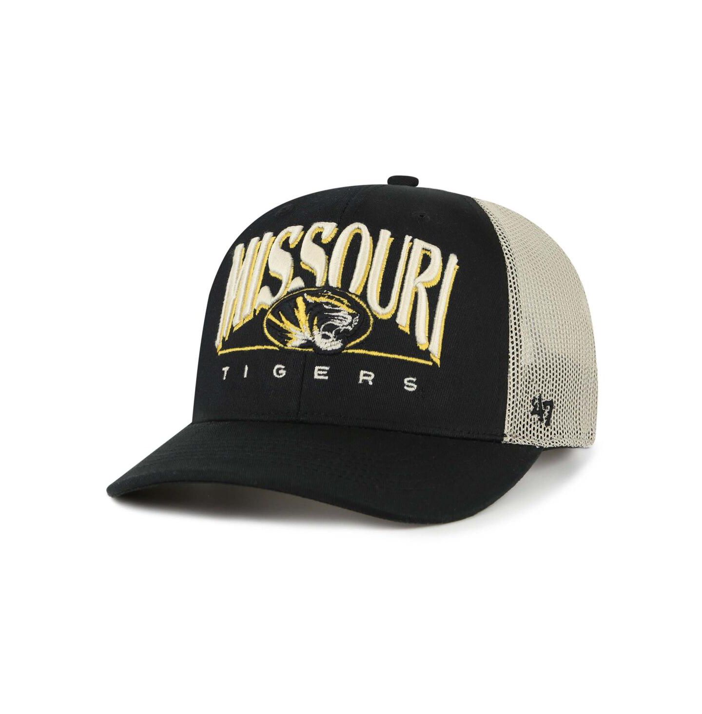 Мужская кепка '47 Brand Black Missouri Tigers Arid Adjustable Trucker Hat — фото 1