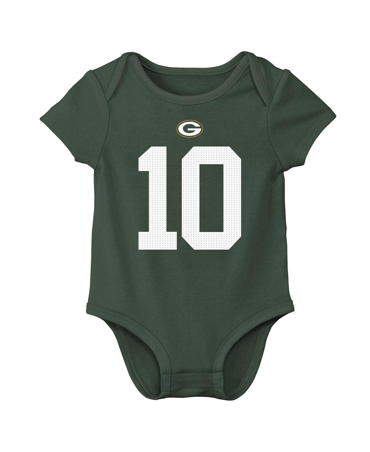 Nike Newborn & Infant  Jordan Love Green Green Bay Packers Player Name & Number Bodysuit In Green
