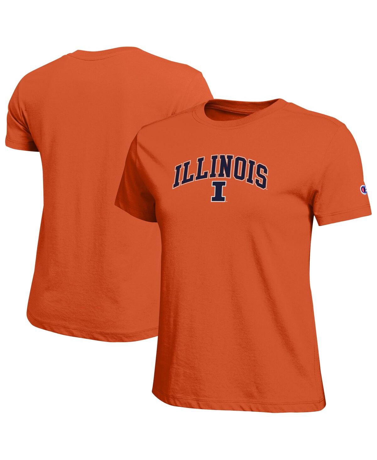Champion Women's Orange Illinois Fighting Illini Arched Over Logo T-shirt In Orange