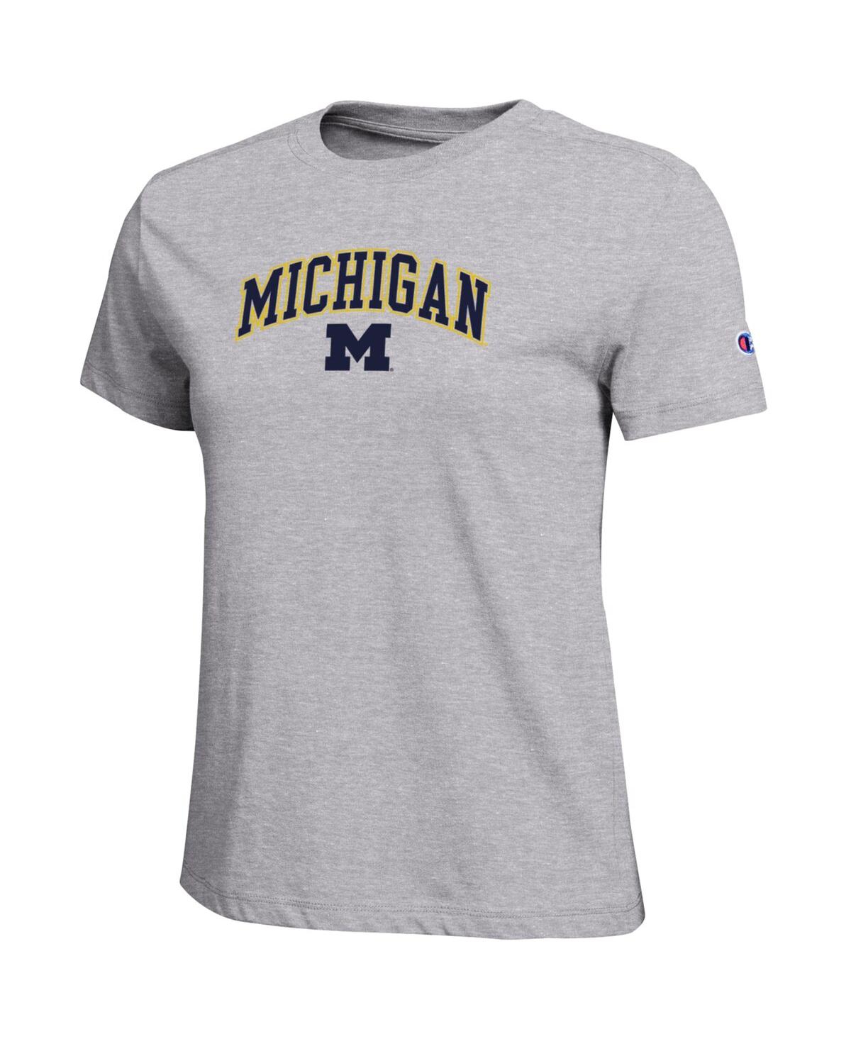 Champion Women's Gray Michigan Wolverines Arched Over Logo T-shirt In Gray