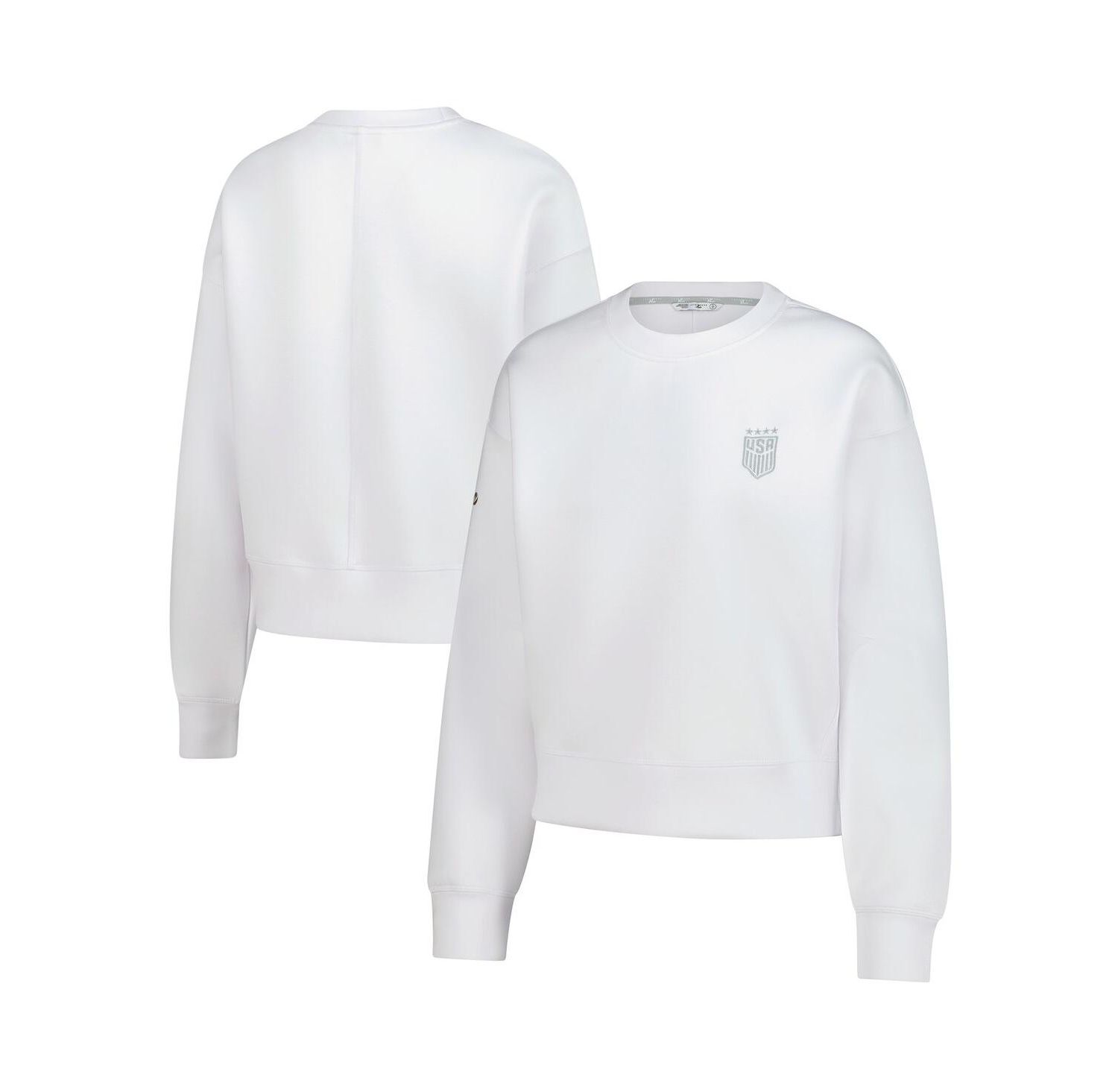 Women's White USWNT Luxe Sponge Tri-Blend Pullover Sweatshirt