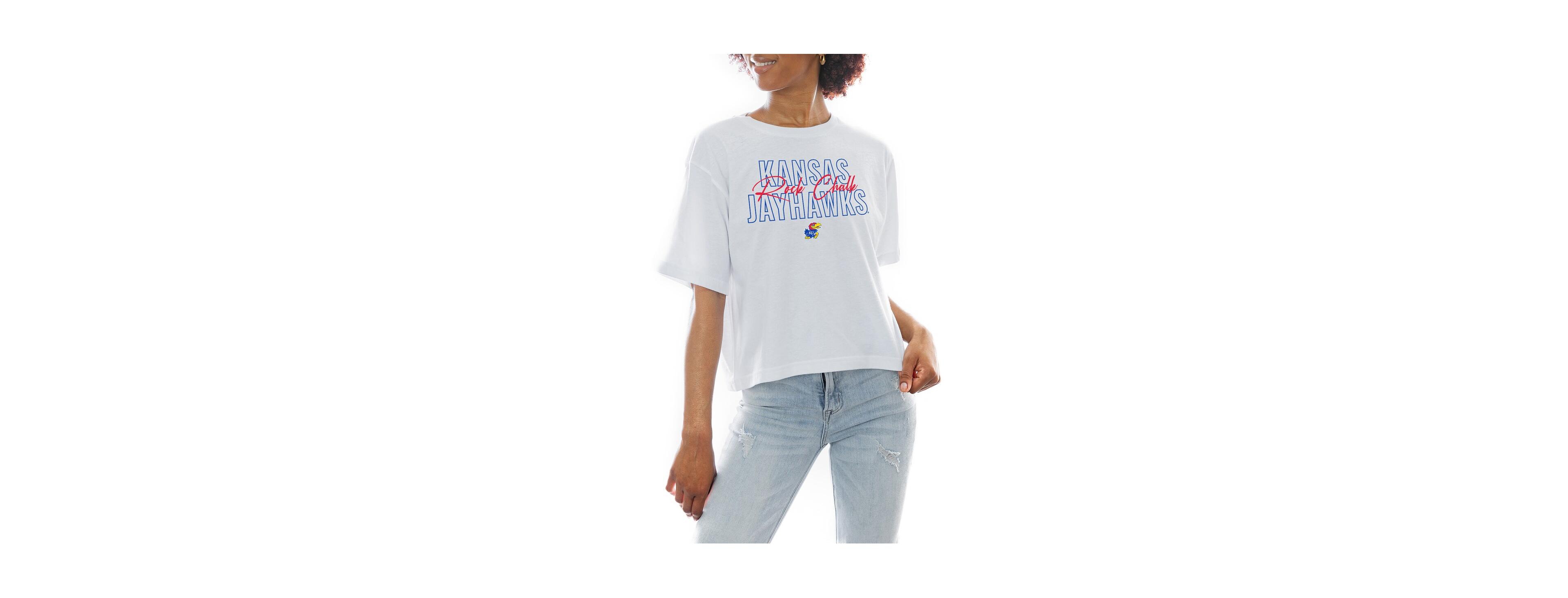 Gameday Couture Women's White Kansas Jayhawks Slogan Boxy Fit Cropped T-Shirt