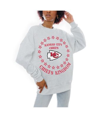 Gameday Couture - Women's Oatmeal Kansas City Chiefs Superstar Premium Fleece Drop Shoulder Pullover Sweatshirt