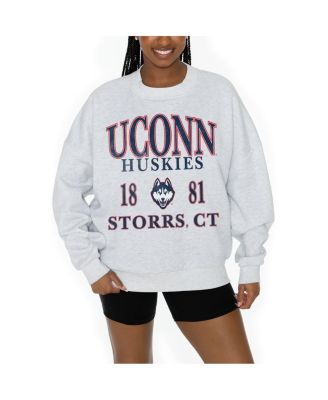 Women's Ash UConn Huskies Premium Fleece Pullover Sweatshirt