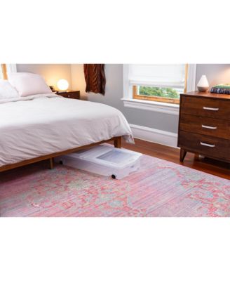 70 Qt Under Bed Wheeled Storage Boxes with Dual Hinged Lids (2 Pack)