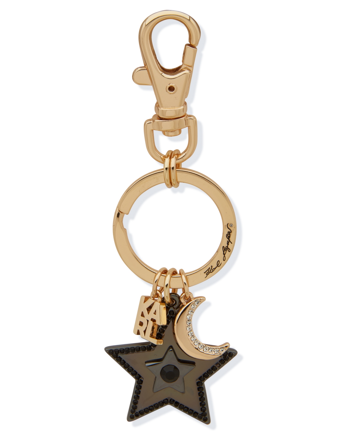 Karl Lagerfeld Star And Moon Charm Keychain In Multi