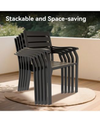 Iron Terrace Dining Chairs - Set of 2, Black Metal Outdoor Chairs