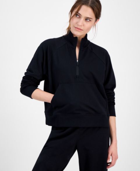 Женский свитшот ID Ideology Solid Fleece Quarter-Zip, цвет: Чёрный