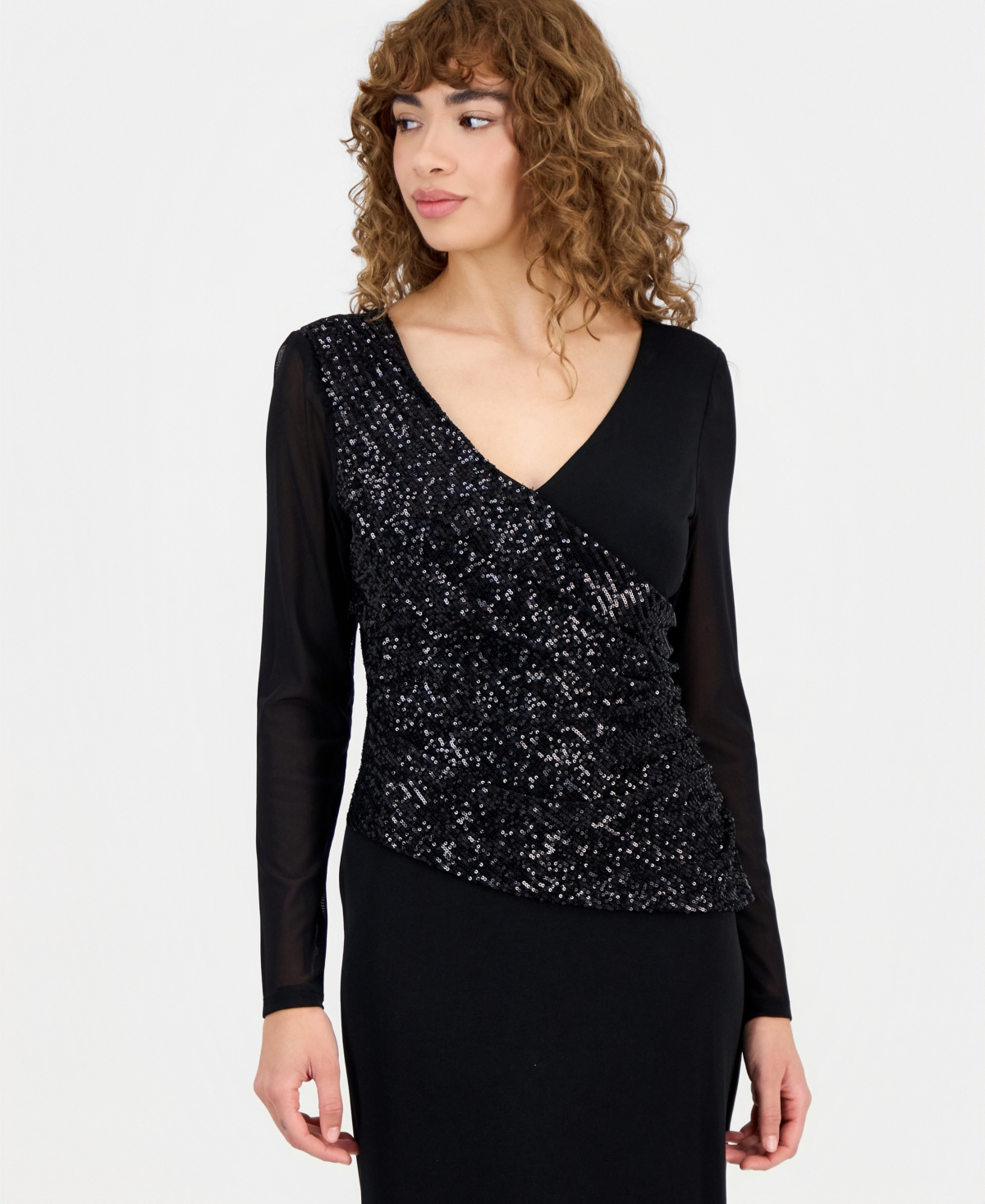 Connected Women's Sequin-Panel Jersey Sheath Dress
