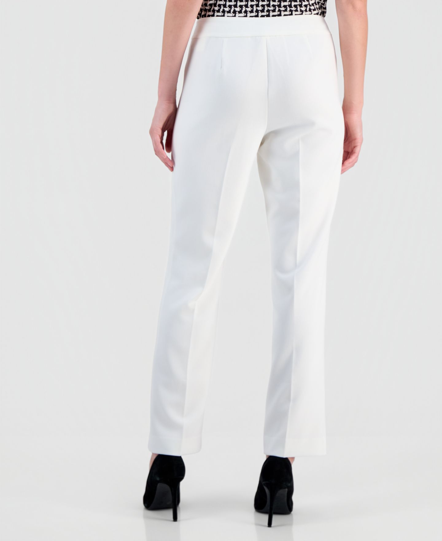 Женские брюки Kasper Stretch Crepe High-Rise Straight Pants, Regular & Petite, цвет: Ванильный ледяной — фото 4
