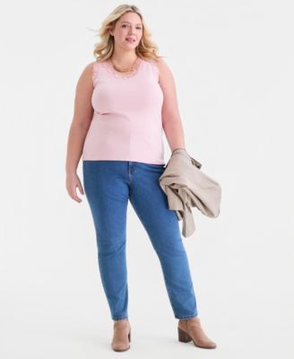 Plus Size Lace-Trimmed Tank Top