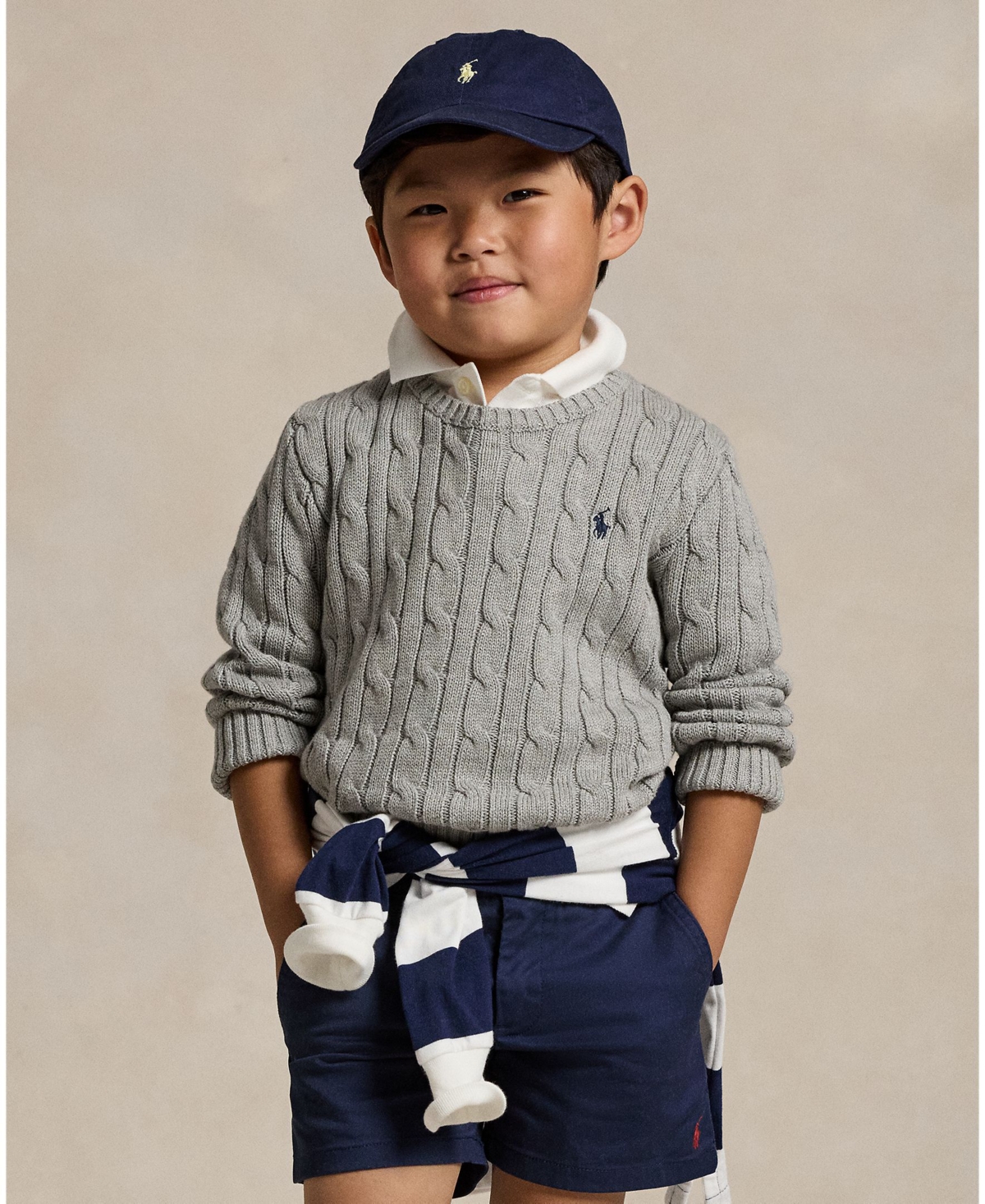Polo Ralph Lauren Toddler And Little Boys Cable-knit Cotton Sweater In Gray