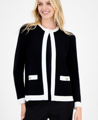 Women's Waffle-Knit Kissing-Front Jacket, Regular & Petite