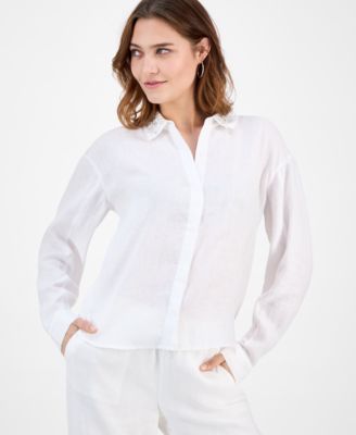 Petite Beaded Collar Button-Front Shirt, Macy's Exclusive