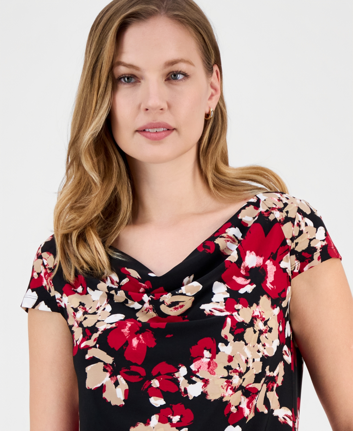 Kasper Women's Printed Cowlneck Blouse