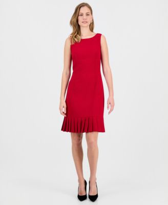 Kasper - Women's Sleeveless Pleated-Hem Sheath Dress