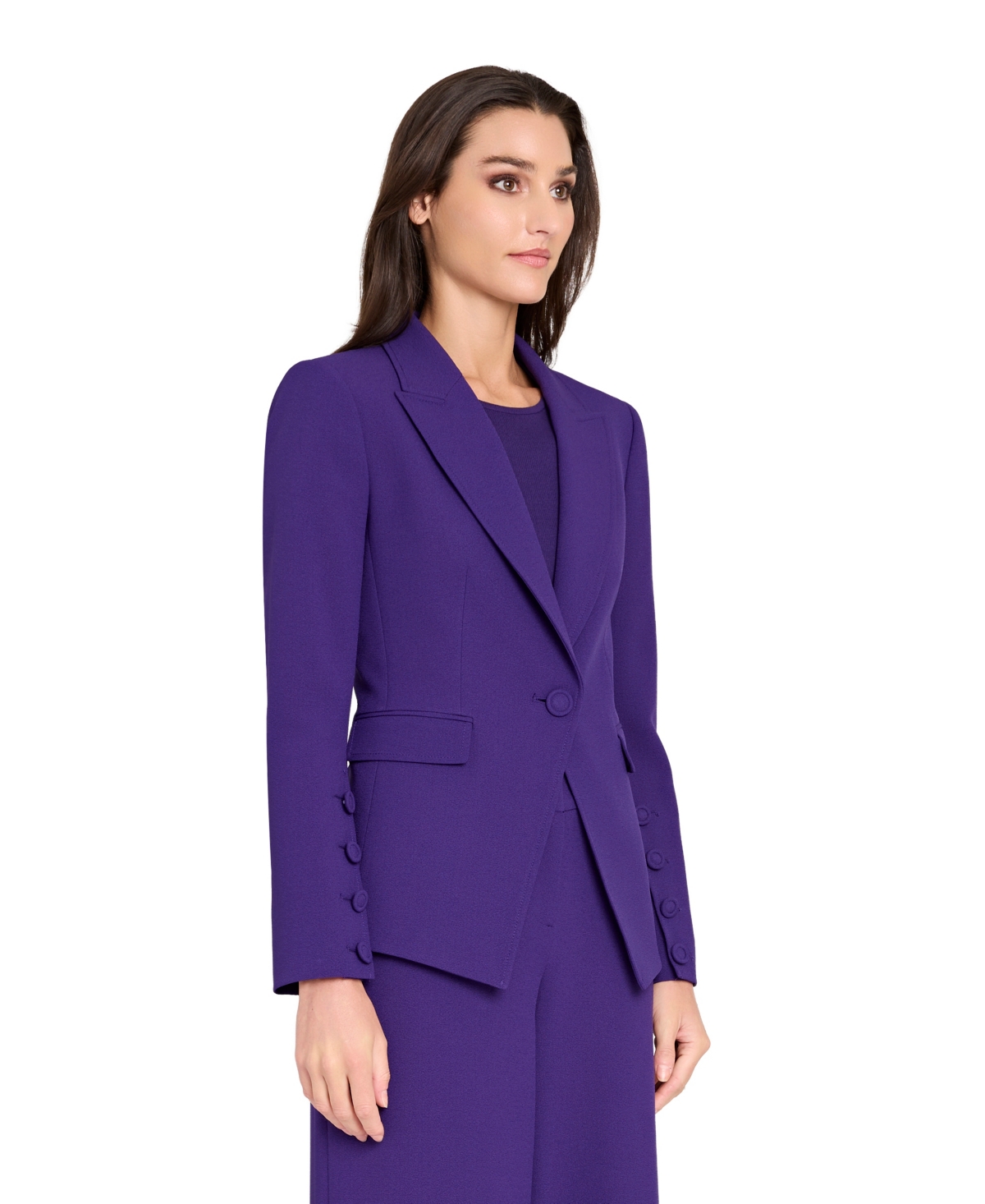 Tahari Asl Women's Peak Lapel One-button Jacket In Purple