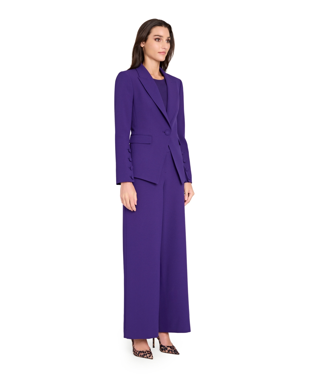 Tahari Asl Petite Clean-waist Wide-leg Pants In Purple