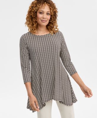 JM Collection - Women's Chevron 3/4-Sleeve Top