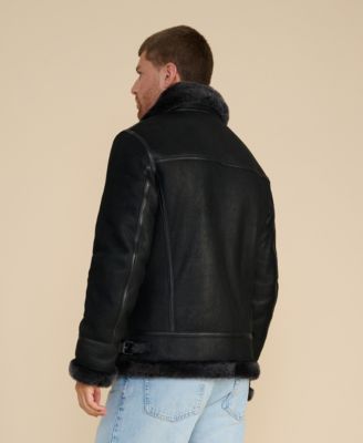 Men's Suede Shearling Jacket, Black