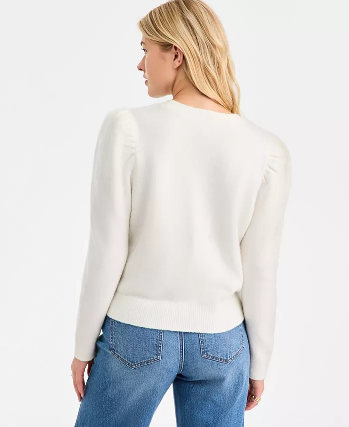 Women's Puff-Sleeve Crewneck Sweater - thumbnail 2