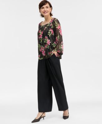 Women's Floral Shine Square-Neck Top, Macy's Exclusive