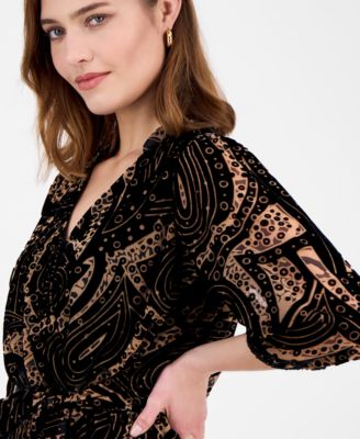 Women's Printed V-Neck Tiered Maxi Dress