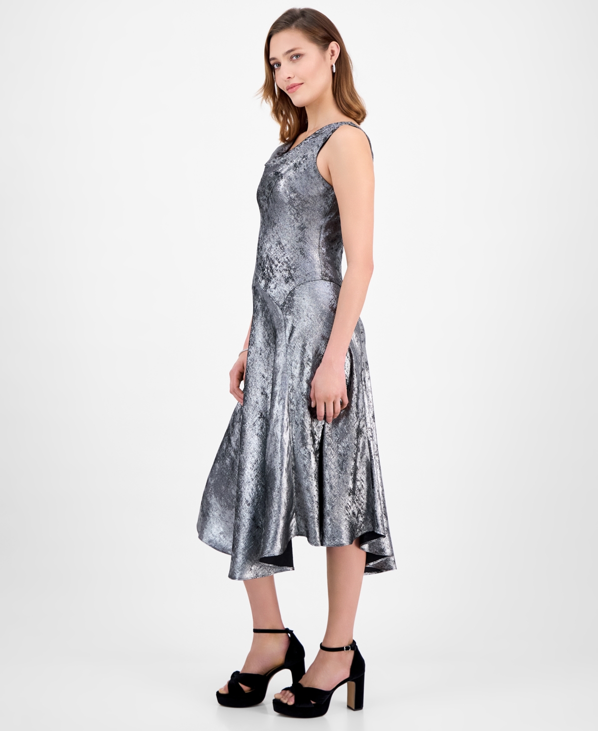 Robbie Bee Women's Cowl Neck Midi Dress In Gray
