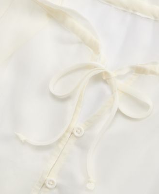 Women's Blouson-Sleeve Split-Neck Button-Front Blouse