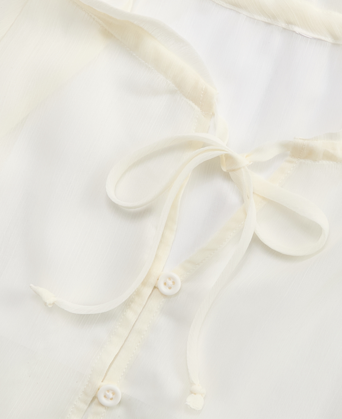 On 34th Women's Blouson-sleeve Split-neck Button-front Blouse, Macy's Exclusive In White