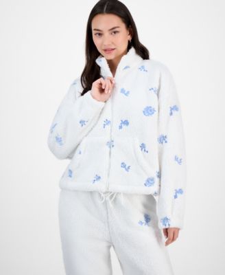 Madden Girl - Juniors' Rose-Embroidered Fleece Sweatshirt