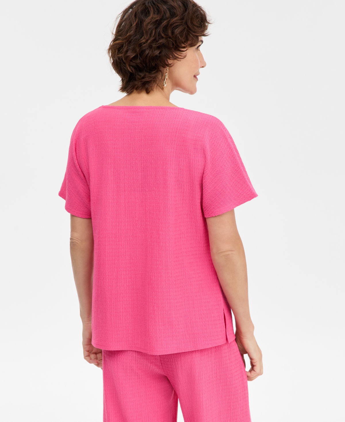 Jm Collection Women's Short-Sleeve Textured Cowlneck Top, Macy's Exclusive