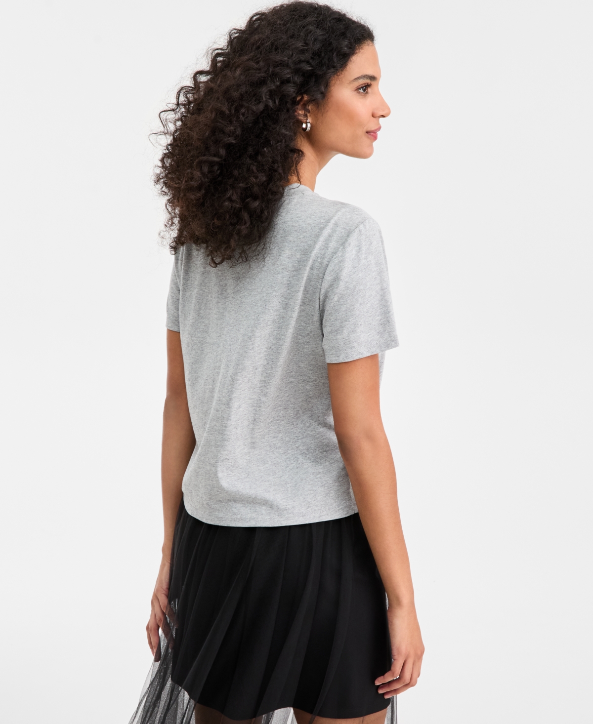 On 34th Women's Knit Heather Bow T-shirt, Macy's Exclusive In Gray